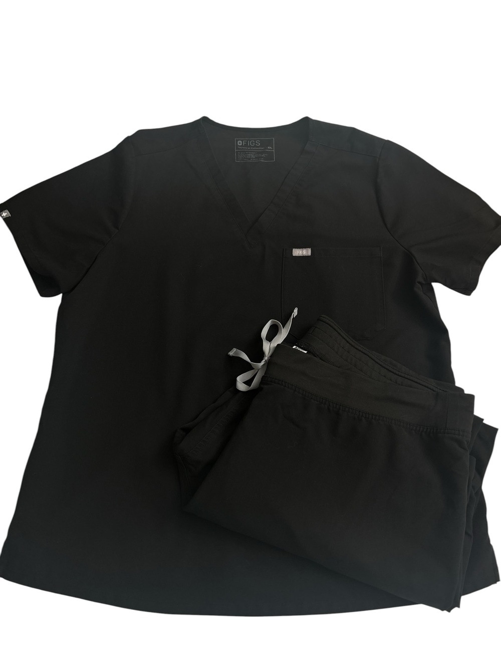 Figs Scrub Set Black XXL Catarina Top&XXL/P Livingston Straight Leg Scrub Pants
